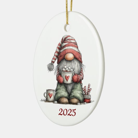 Gnome Ceramic Oval Christmas Ornament (Links)