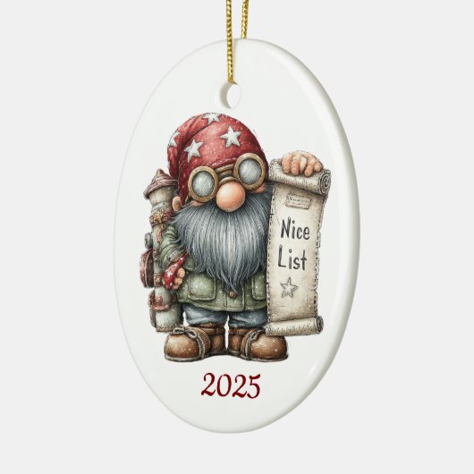 Gnome Ceramic Oval Christmas Ornament (Links)