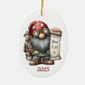 Gnome Ceramic Oval Christmas Ornament (Voorkant)