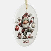 Gnome Ceramic Oval Christmas Ornament (Rechts)