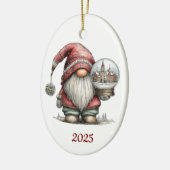 Gnome Ceramic Oval Christmas Ornament (Links)