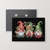Gnome Christmas Gnomes Vrolijk Kerstfeest Button (Voorkant / Achterkant)