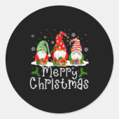 Gnome Christmas Lights Matching Family Gnome Merry Ronde Sticker (Voorkant)