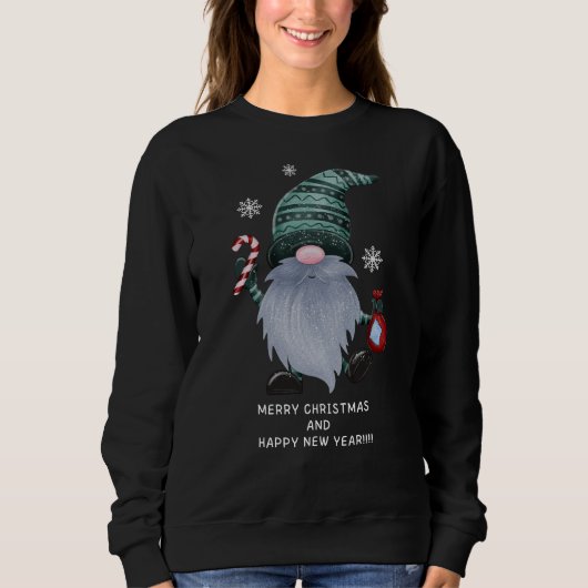 Gnome Christmas Novelty zwart sweatshirt (Voorkant)