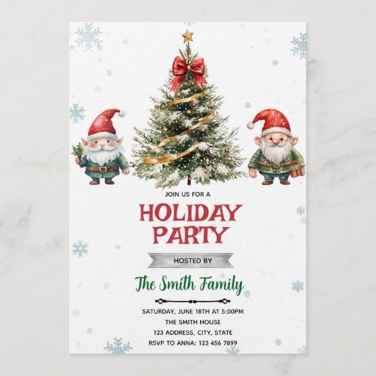 Gnome Christmas Party Invitation Kaart (Voorkant)