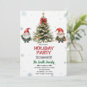Gnome Christmas Party Invitation Kaart (Staand voorkant)