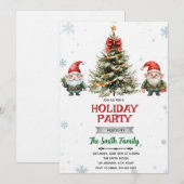 Gnome Christmas Party Invitation Kaart (Voorkant / Achterkant)