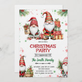 Gnome Christmas party Invitation Kaart (Voorkant / Achterkant)