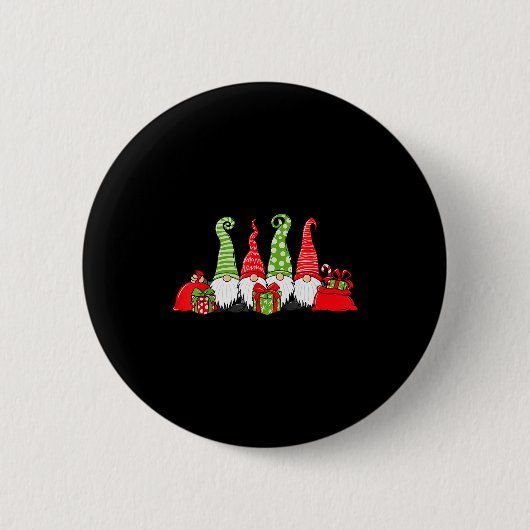 Gnome Christmas Ronde Button 5,7 Cm (Voorkant)