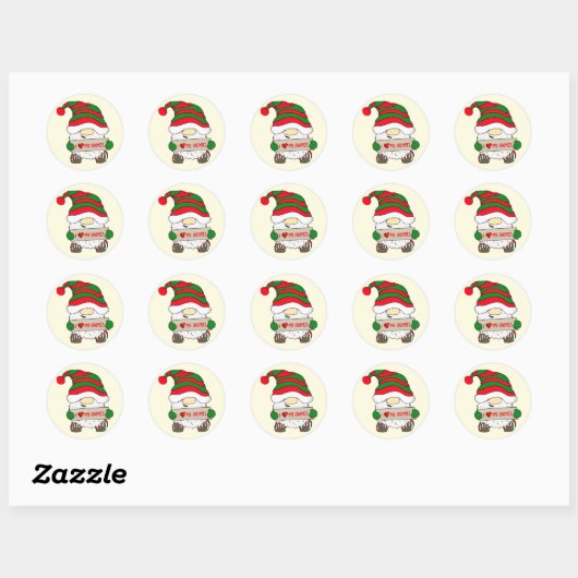 Gnome Christmas Ronde Sticker (Vel)