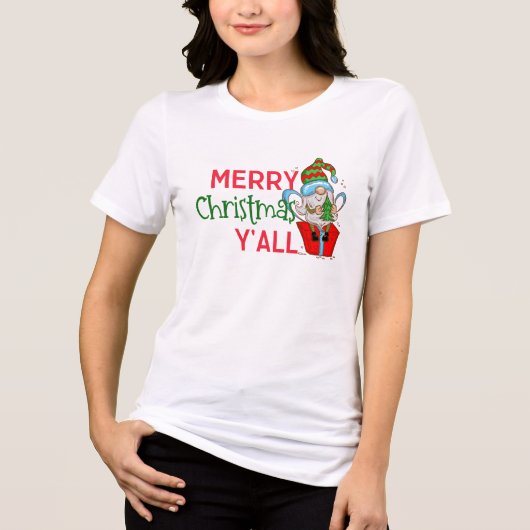 Gnome Christmas Shirt - 'Merry Y'all' Holiday T-sh (Voorkant)