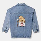 Gnome Coffee Lover Coffee Bean Pet & Harten Vrouwe Denim Jacket (Achterkant)