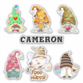 Gnome Collectie Voeg de naam Honey Bee Food Lover  Sticker (Voorkant)