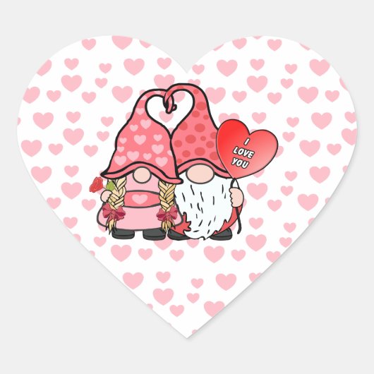 Gnome Couple Hart Sticker (Voorkant)