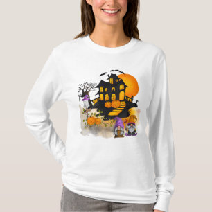 Gnome Couple, Haunted House, Ghost, JackO'Lantern T-shirt