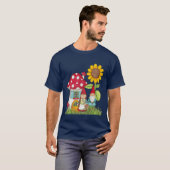 Gnome Couple Mushroom Home Sunflower Unisex T-shirt (Voorkant volledig)