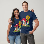 Gnome Couple Mushroom Home Sunflower Unisex T-shirt (Unisex)