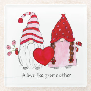 Gnome Couple Valentijn Een liefde zoals gnoom ande Glazen Onderzetter