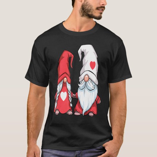 Gnome Couple Valentijnsdag Cute Heart Love V Day T-shirt (Voorkant)