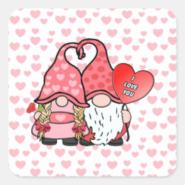 Gnome Couple Vierkante Sticker