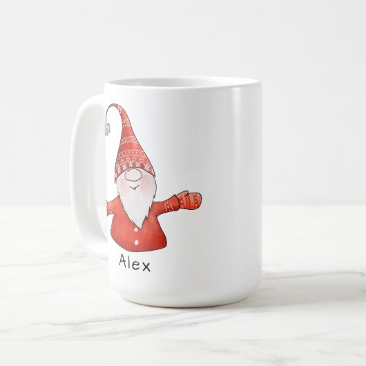Gnome Custom Name Red Kerstmis Koffiemok (Voorkant links)