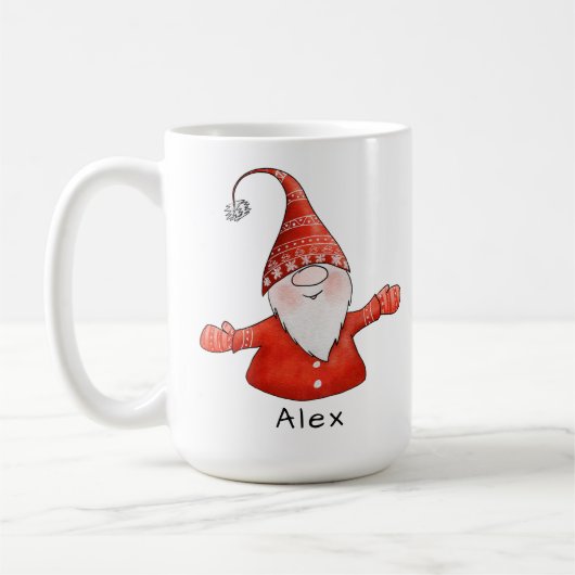 Gnome Custom Name Red Kerstmis Koffiemok (Links)
