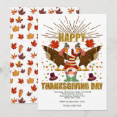 Gnome Dabbing Kalkoenen Thanksgiving Day Uitnodigi Feestdagenkaart (Voorkant / Achterkant)