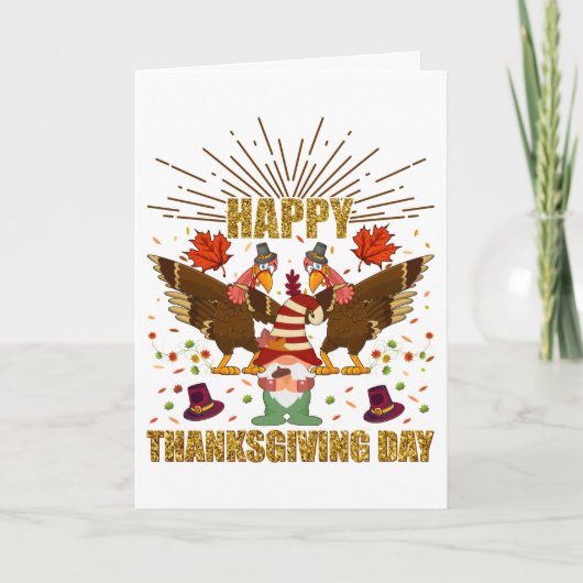Gnome Dabbing Turkeys Thanksgiving Day Feestdagen Kaart (Voorkant)