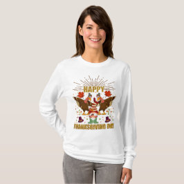 Gnome Dabbing Turkeys Thanksgiving Day Lange hoes T-shirt