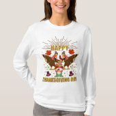Gnome Dabbing Turkeys Thanksgiving Day Lange hoes T-shirt (Voorkant)