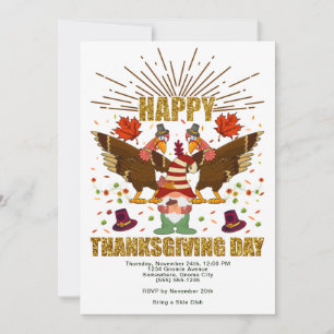 Gnome Dabbing Turkeys Thanksgiving Day Uitnodiging