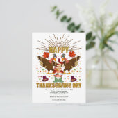 Gnome Dabbing Turkeys Thanksgiving Day Uitnodiging (Staand voorkant)