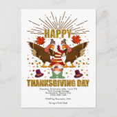 Gnome Dabbing Turkeys Thanksgiving Day Uitnodiging (Voorkant)