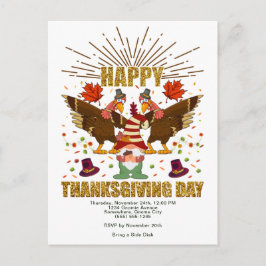 Gnome Dabbing Turkeys Thanksgiving Day Uitnodiging