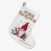 Gnome Dennentakken Sterren Prettig Kerstfeest Grote Kerstsok (Voorkant (Hangend))