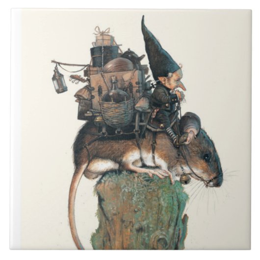 GNOME DIE EEN MUISKERAMISCHE TITEL RICHT TEGELTJE (Voorkant)