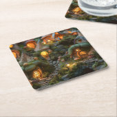 Gnome dorp kartonnen onderzetters (Schuin)