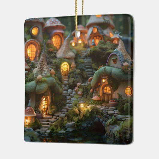 Gnome dorp keramisch ornament (Links)