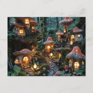 Gnome dorp op avond tijd briefkaart