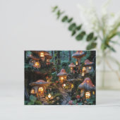 Gnome dorp op avond tijd briefkaart (Staand voorkant)