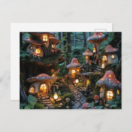 Gnome dorp op avond tijd briefkaart (Voorkant / Achterkant)
