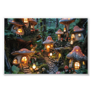 Gnome dorp op avond tijd foto afdruk
