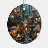 Gnome dorp op avond tijd keramisch ornament (Links)