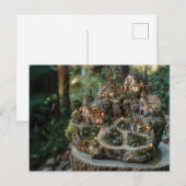 Gnome dorp op een boomstam briefkaart (Voorkant / Achterkant)