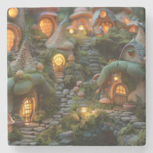 Gnome dorp stenen onderzetter
