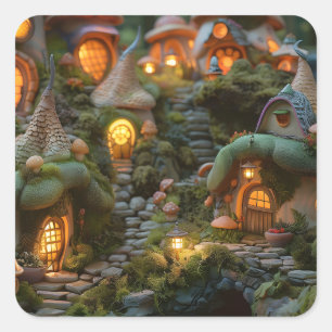 Gnome dorp vierkante sticker
