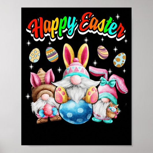 Gnome Easter With Bunny Ear Women Happy Easter Poster (Voorkant)