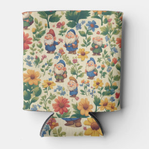 Gnome een bloem patroon ontwerp blikjeskoeler