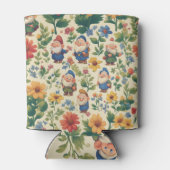 Gnome een bloem patroon ontwerp blikjeskoeler (Achterkant)