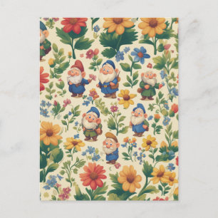 Gnome een bloem patroon ontwerp briefkaart